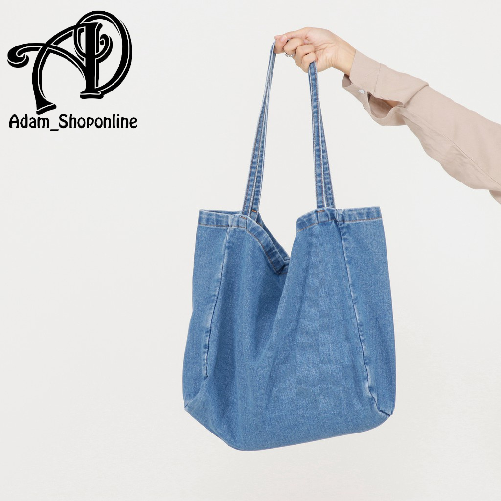 tote bag tas slempang jingjing wanita trendi  bahan jeans street  accecories  outfit hangout