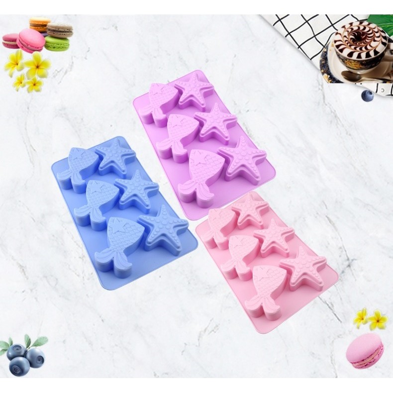 CM052 Cetakan Silikon Es Pondan Kue Ultah Mermaid Bday Cake Icing Mold