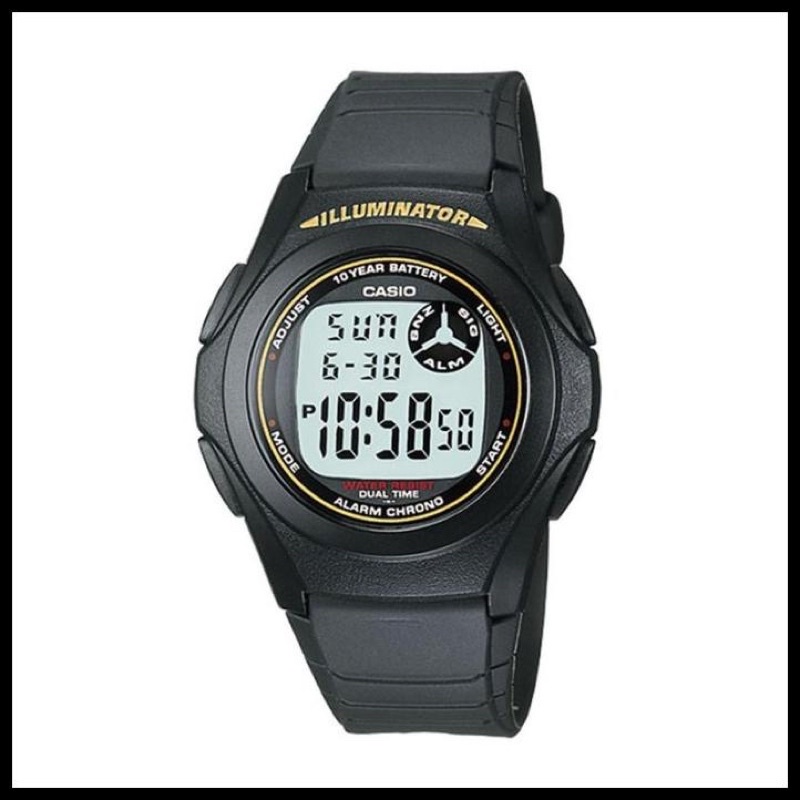 JAM TANGAN CASIO PRIA ORIGINAL F-200W-9ADF  GARANSI RESMI 1 TAHUN CASIO ORIGINAL