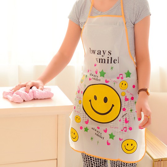 Celemek / Apron Masak Karakter Lucu Waterproof Tahan Minyak Transparan