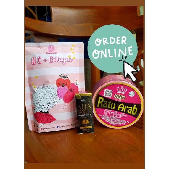 Terlaris  Paket Hemat Pemutih Badan ORI ( UC Collagen + HB Ratu Arab + Serum AHA Precious BPOM )