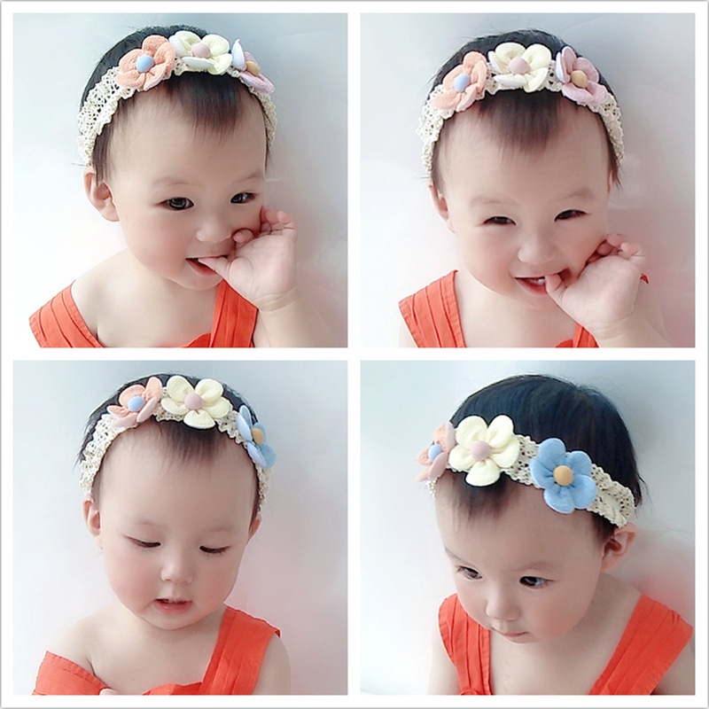 Bandana Bayi Korea Anak Perempuan Motif 3 Bunga Fashion Aksesoris Bando Bayi Imut Kualitas Terbaik AK235