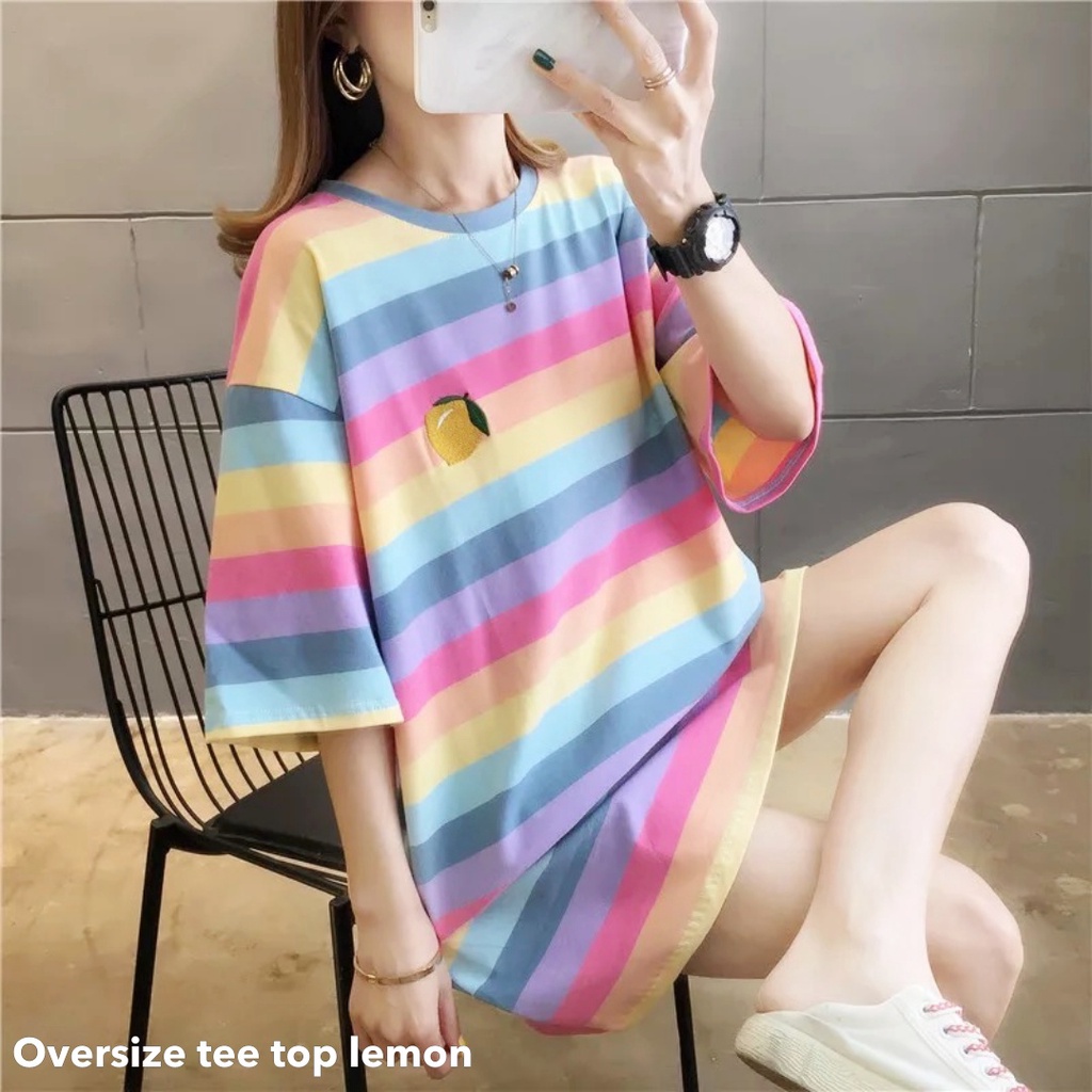 Oversize tee top lemon - Thejanclothes