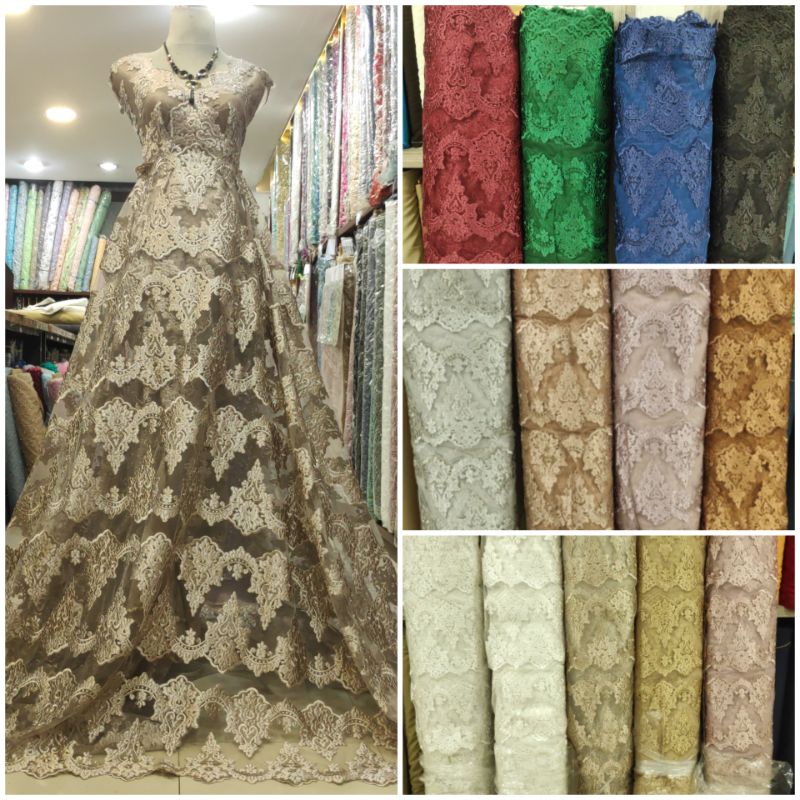 Kain Lace Brokat Pinggiran Kebaya Dress 10 Baris