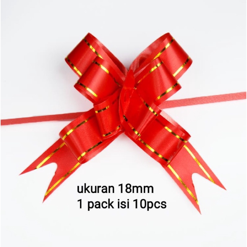 

Pita Serut Merah Chinese Wedding / Pita Serut Sangjit 12 mm dan 18mm / Pita Tarik isi 10 pcs