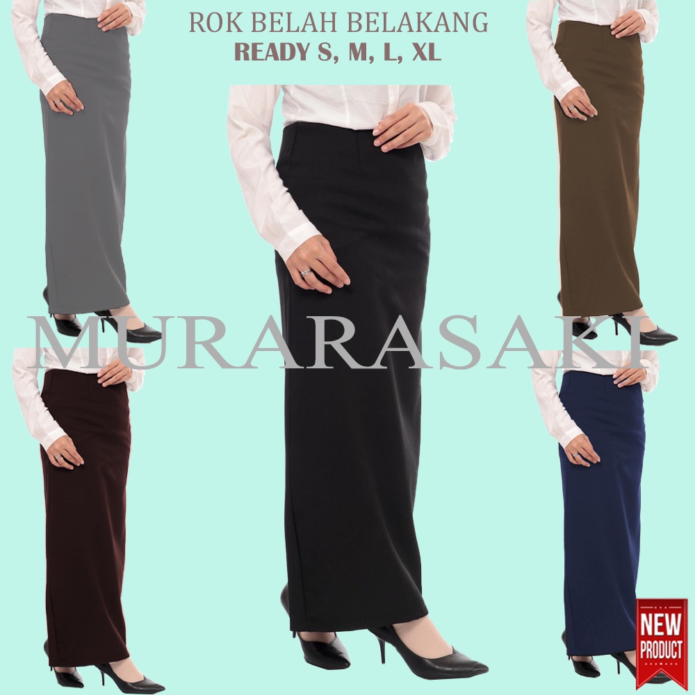 Rok Span Panjang BELAH BELAKANG Ukuran S M L XL Bahan Gabardine Premium Hitam Navy Abu Mocca Coklat 