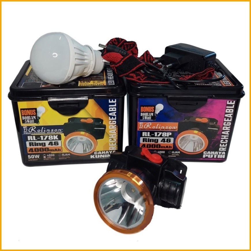 COD Senter Kepala Led Rolinson RL-178P headlamp Super Terang 50 Watt