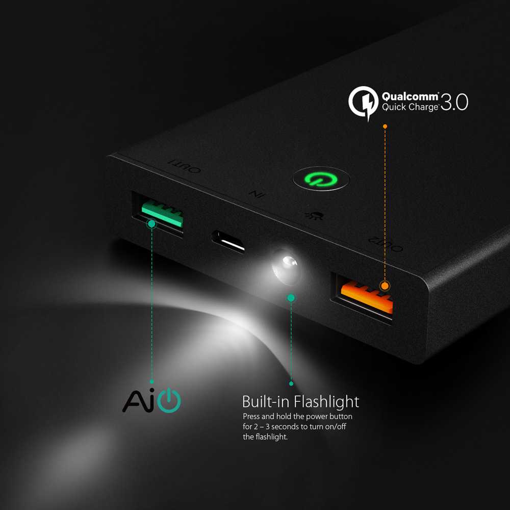 Aukey Power Bank 2 Port 2A 16000mAh QC3.0 - PB-T9