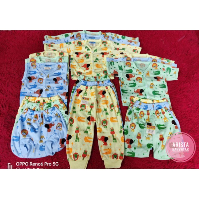 ARISTA BABY - PAKET HEMAT ISI 18PCS/9STEL BAJU+CELANA BAYI, MOTIF ANIMAL