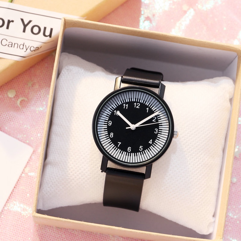 Jam Tangan Wanita A0162 Small Personality Black and White Quartz Watch