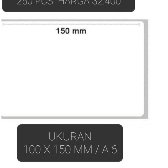 

♥ Kertas Sticker Thermal 100 x 150 mm Label Bare (250 pcs) ♠