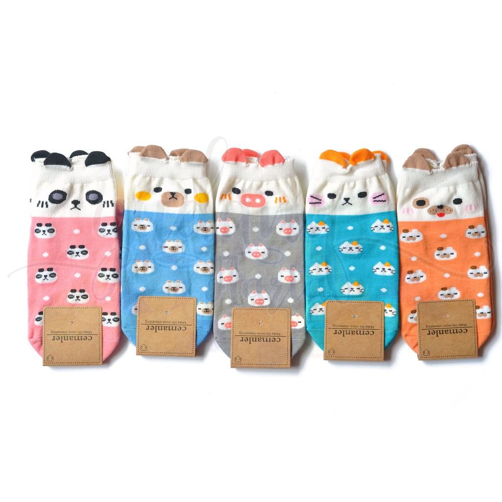 Kaos Kaki Animal Basic Pendek Lucu Panda Babi Pig Cat Kucing Dog Anjing GH WOW 103011