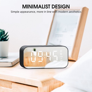 S50 Bluetooth Speaker 5.0  FM Radio LED Mirror Alarm Clock Subwoofer Music Player Snooze Desktop Clock Wireless