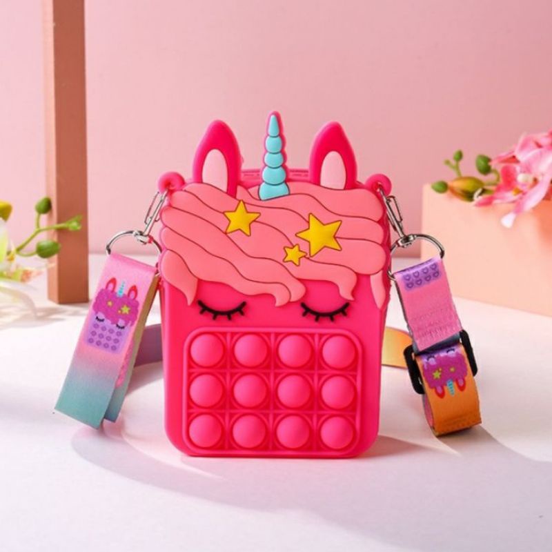 Pop It Tiktok Tas Mainan Sensory Fidget Pop It Toy-TAS Unicorn Fanta