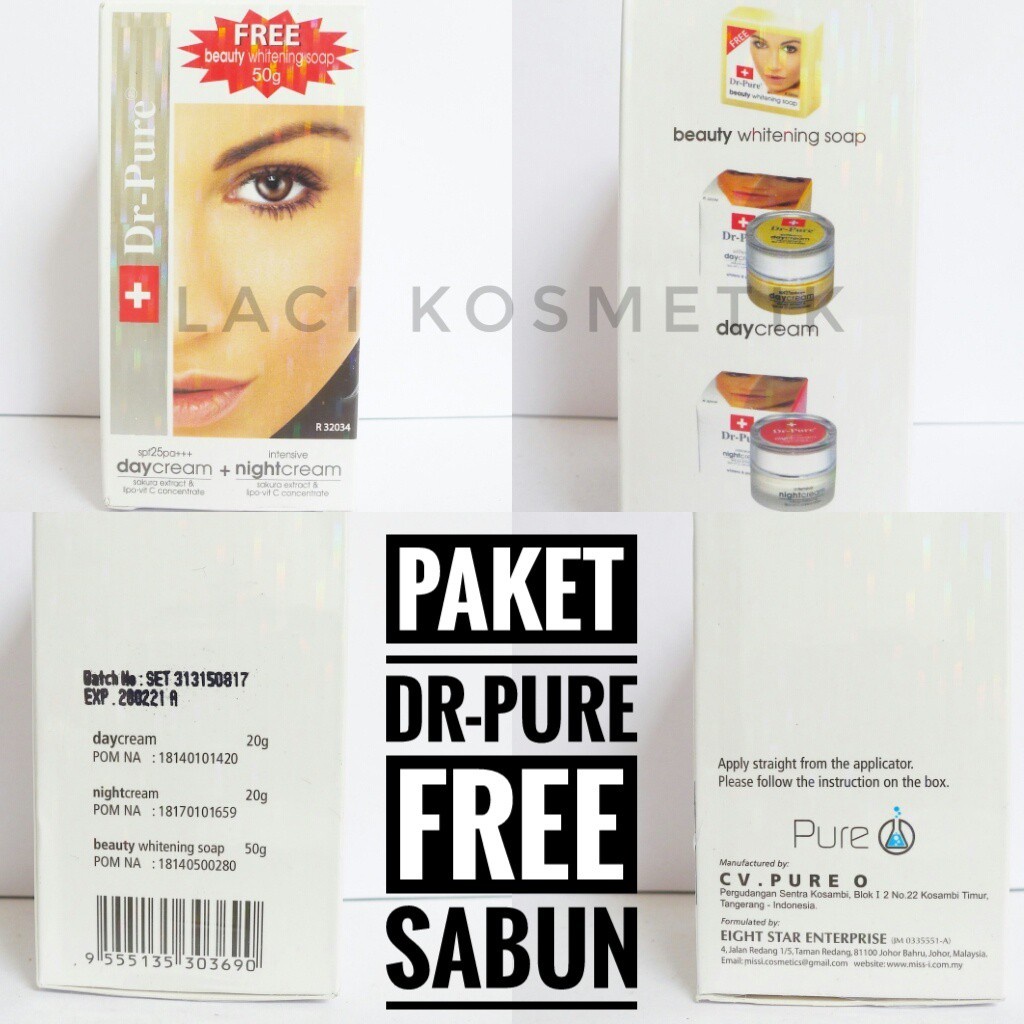 ✨LACIKOSME✨ SET DR PURE WHITENING - PAKET SET SERUM CREAM DAY NIGHT BPOM ORIGINAL