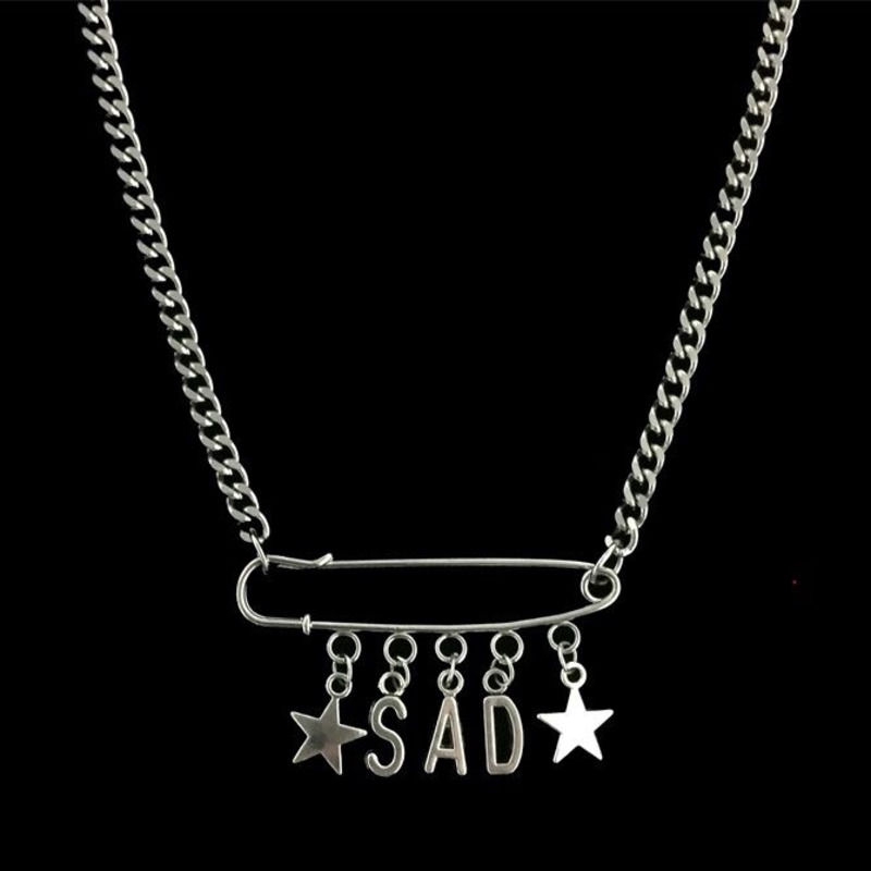 Pin Necklace Letter Pendant Harajuku Personality Short Paragraph Star Clavicle Chain