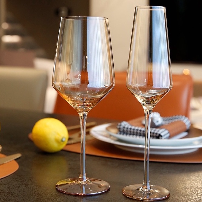 Gelas Kaca Wine / Gold Wine Glass/ Gelas Transparan Mewah Gold Emas/ Gelas Wine/ Champagne