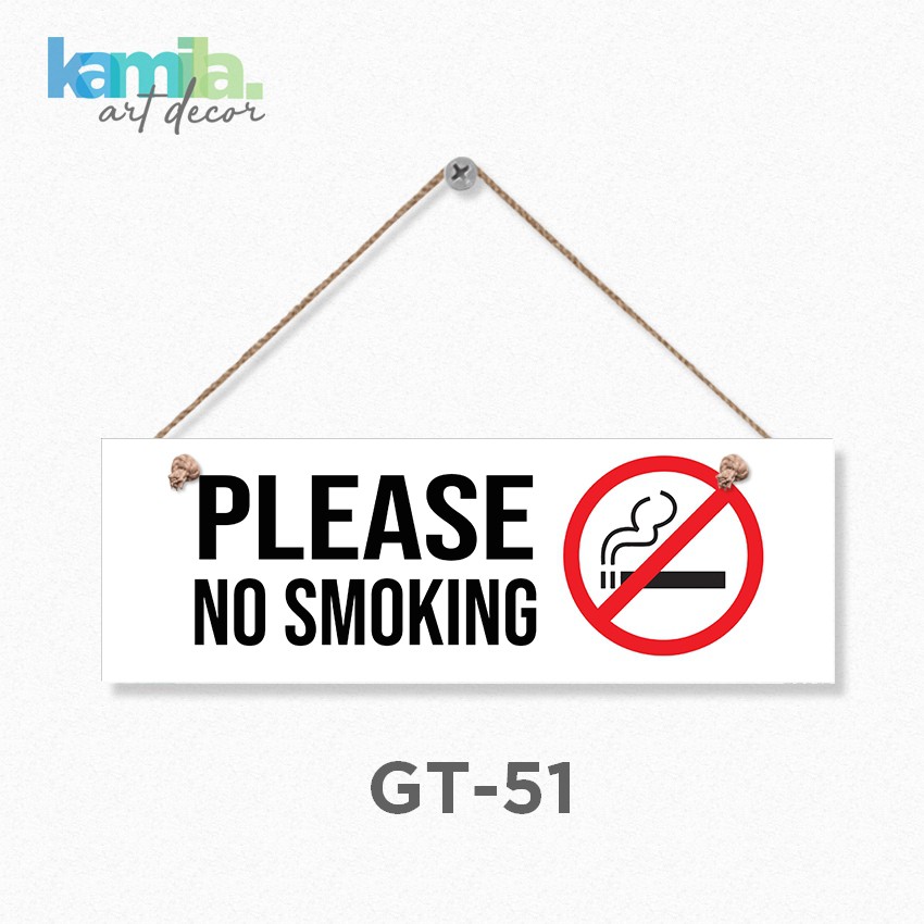 Produsen Hiasan Dinding Poster Kayu Don't Smoking Dekorasi Rumah Gantungan Tali Rami Project1 1030