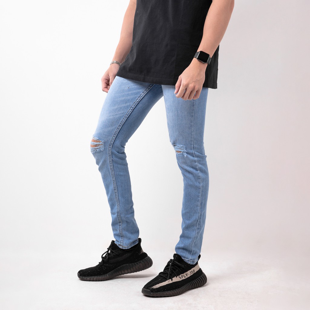 Celana Ripped Jeans Pria / Celana Jeans Sobek Bahan Stretch Denim - (UJ-23)