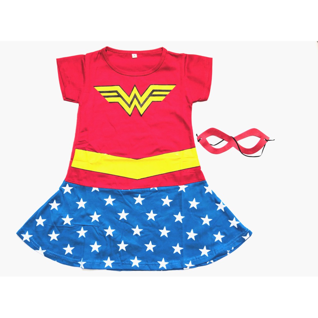 Kostum Anak Perempuan Baju Superhero Sayap Karakter Topeng Cewek Katun Ulang Tahun