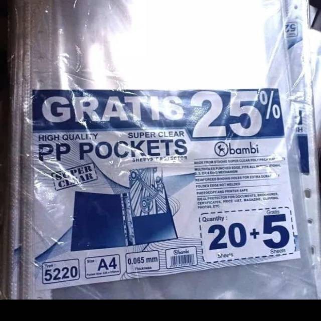 

Pp pocket bambi A4 per pack