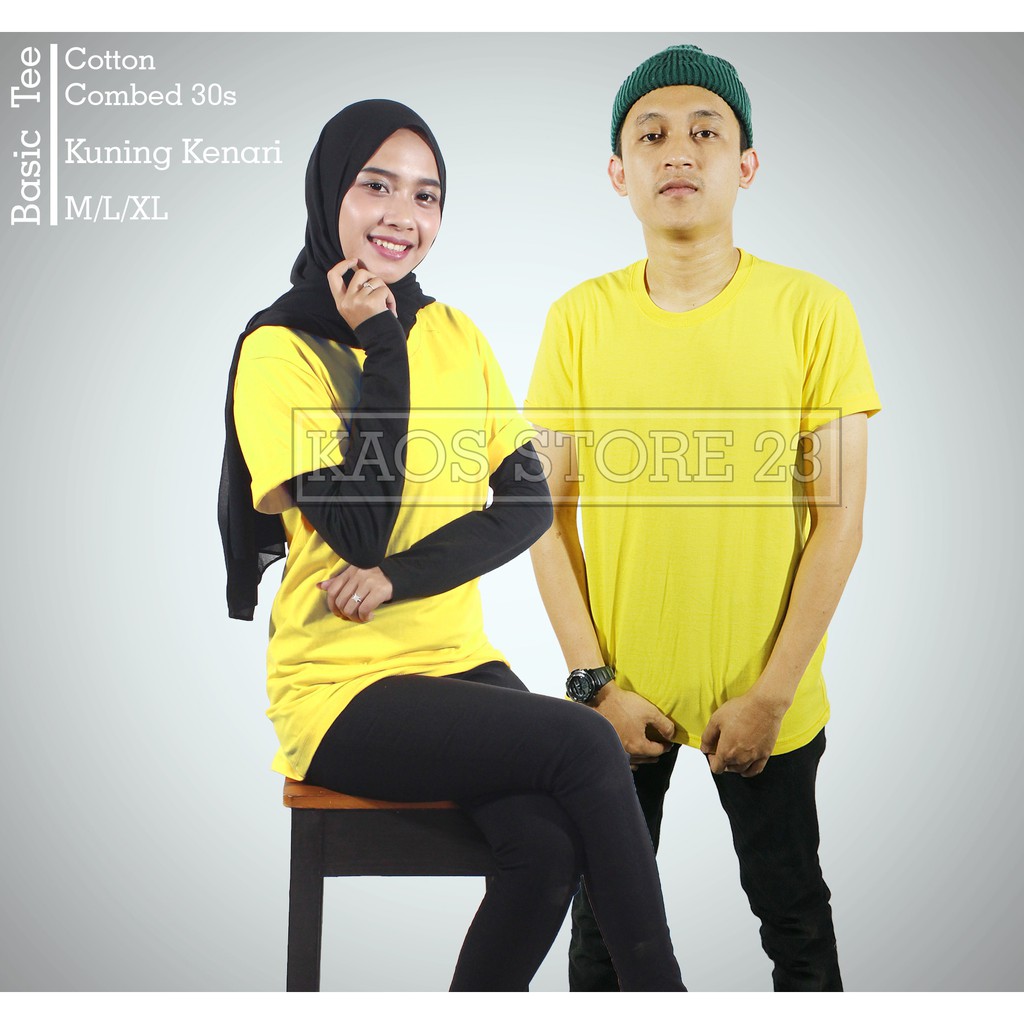  KAOS  POLOS WARNA KUNING  KENARI  COTTON COMBED 30s REAKTIF 