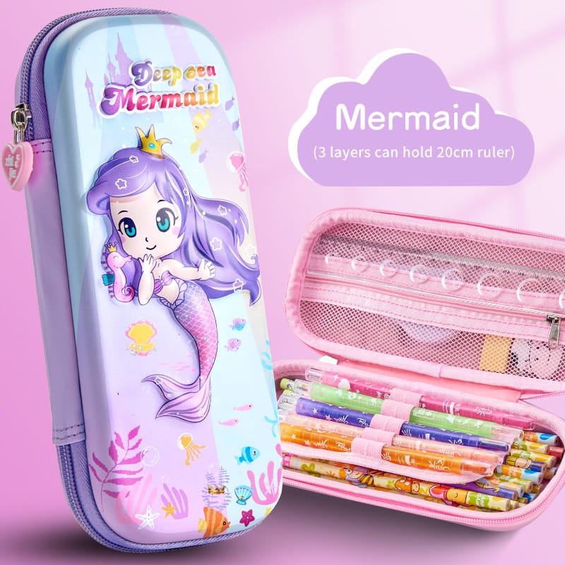 Kotak Pensil Anak Sekolah 3D Mermaid Tempat Pensil Unik Mermaid Import Berkualitas Kado Anak Perempuan