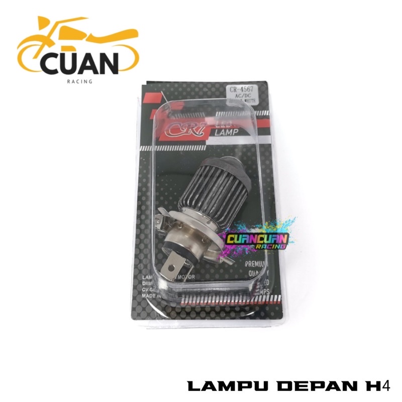 Lampu LED Motor Depan Projie Socket H4 Vixion M3A PRO Hi/Lo 2Warna Arus AC DC PNP Watt 18+18