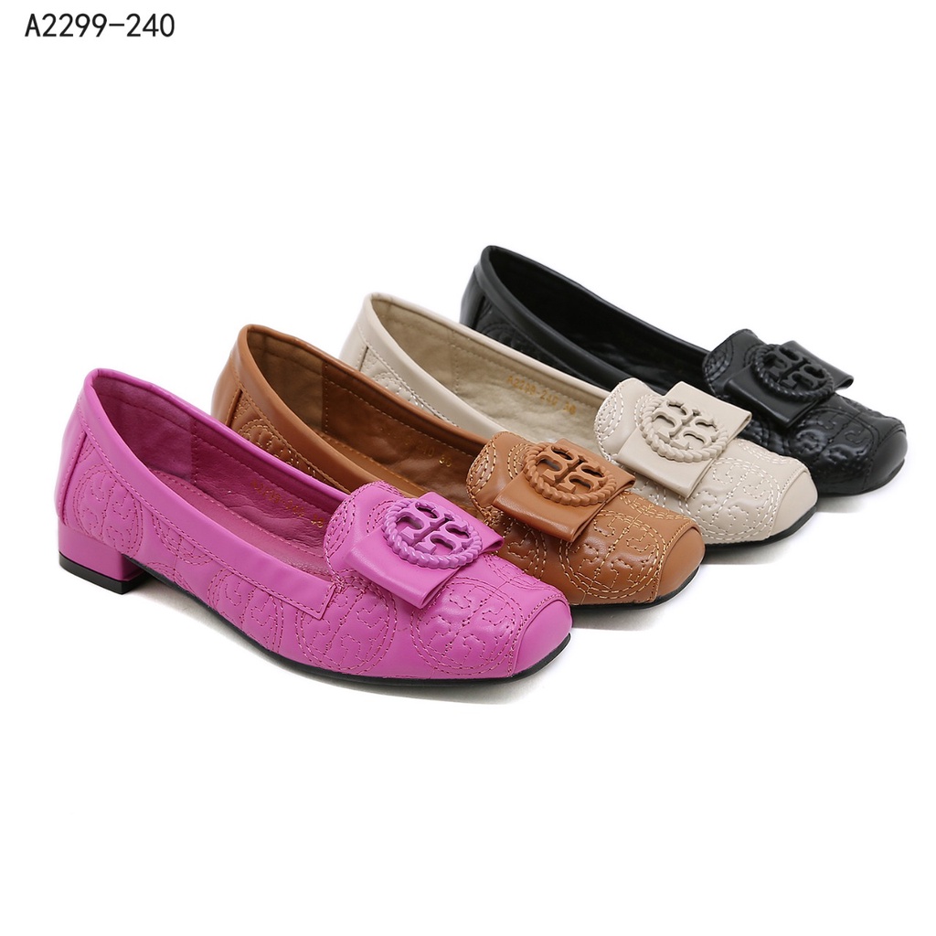 TB Leather Logo-Bow Block Heel A2299-240