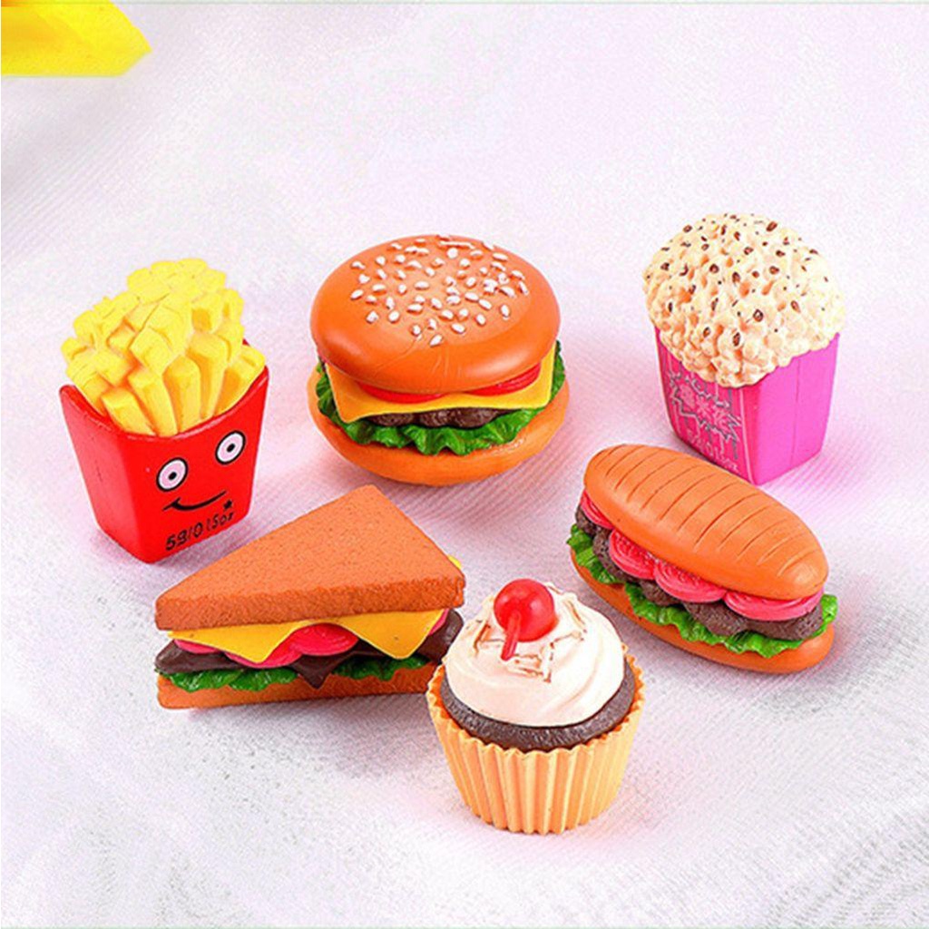 [Elegan] Fast Food Figurine Lucu Mini French fries, Dessert, Popcorn Micro Landscape Miniatur Mainan Patung Kecil Hadiah Anak Model Hamburger