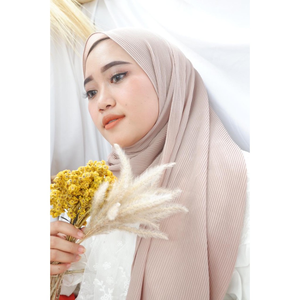 PLEATED SHAWL / PASHMINA FULL PLISKET-Khaki