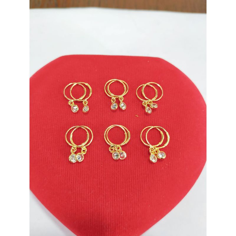 ANTING PERAK BULAT GT MATA PERAK ASLI 925 LAPIS EMAS