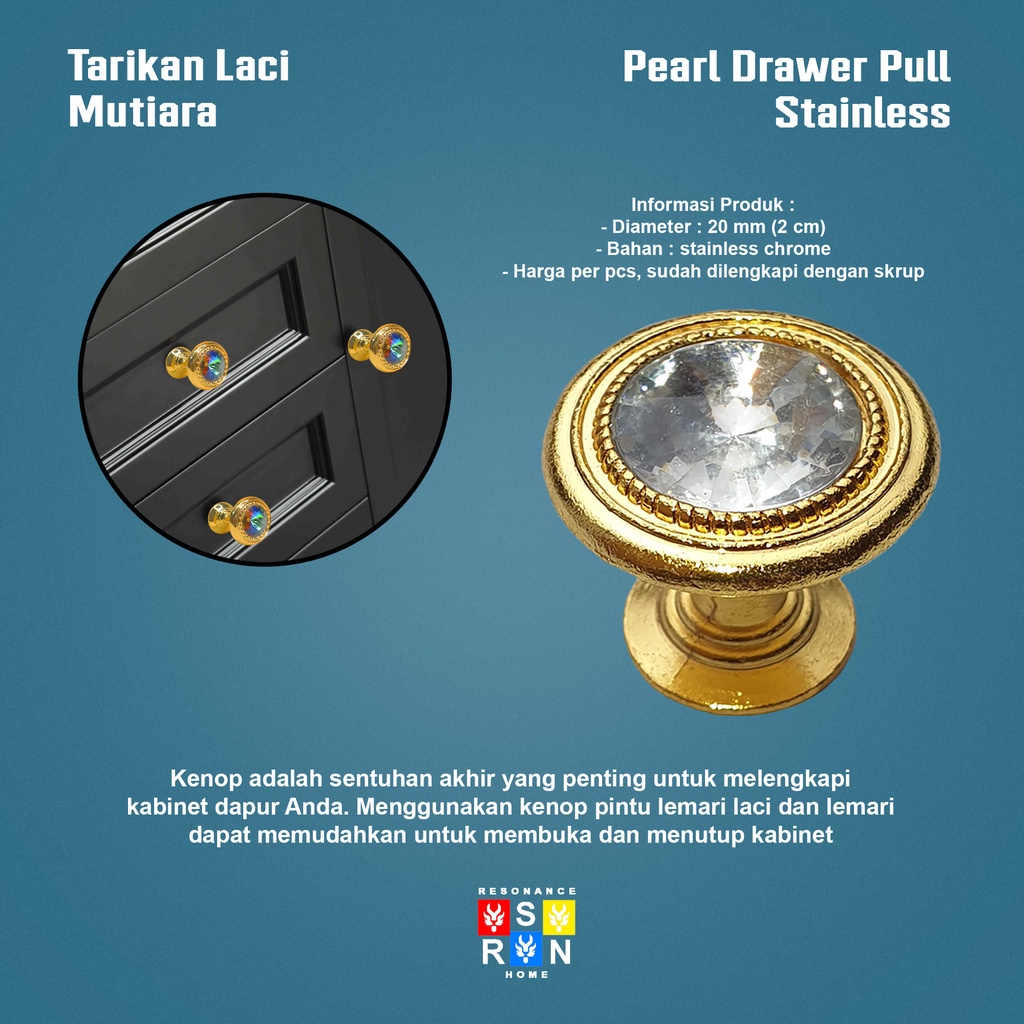 Tarikan Knop Laci Lemari Bulat Antik Gold Resonance Home