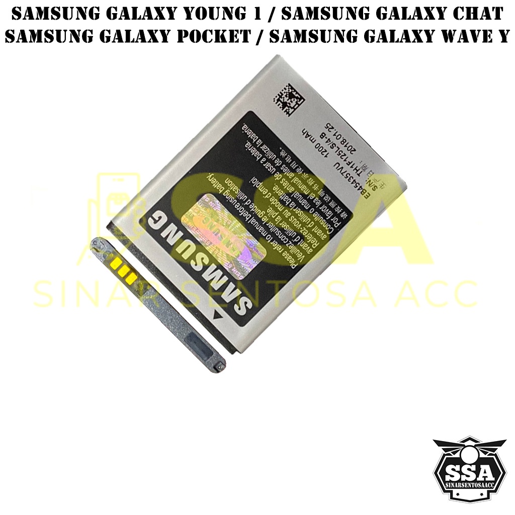 Baterai Original 100% Samsung Galaxy Young Chat Pocket Wave Y Young1 EB454357VU S5360 S5330 S5300 S5380 Batre Batrai Battery Batrei Batere Batu HP ORI GARANSI Awet