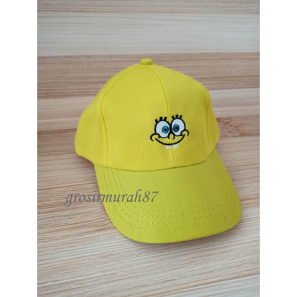 topi anak bordir spongebob kuning ready