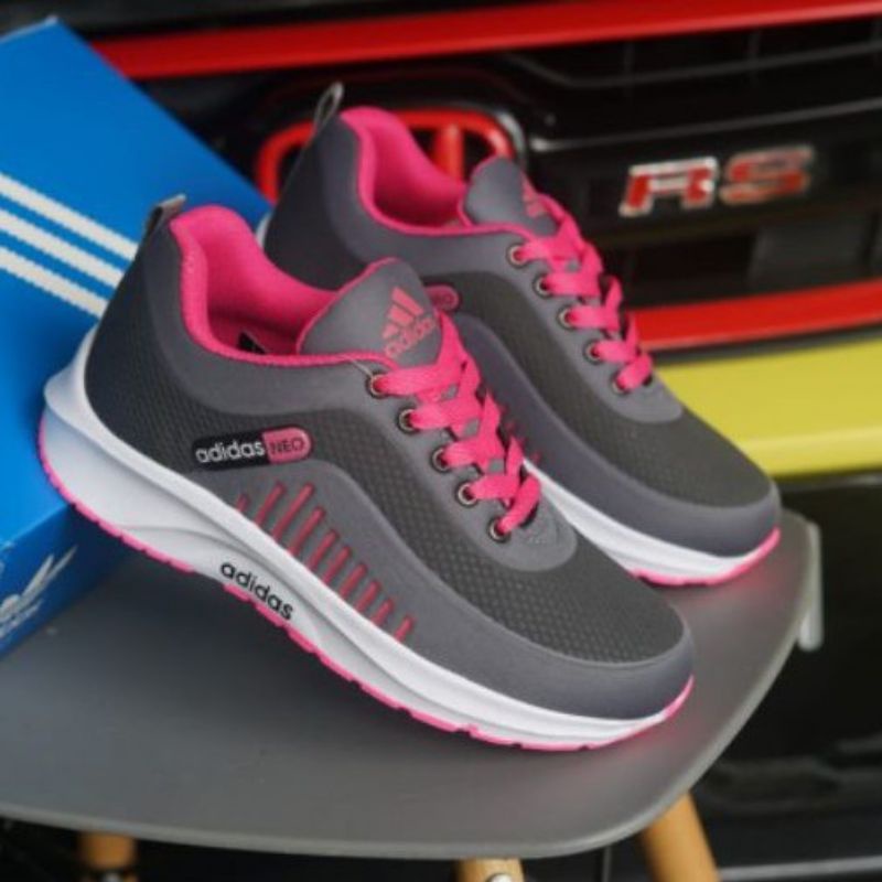 Sepatu sport cewek/Sepatu senam wanita-Abu pink Neo