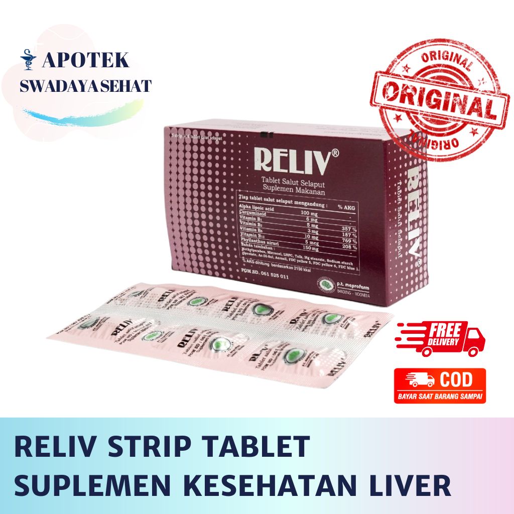 RELIV Strip Tablet - Suplemen Obat Kesehatan Fungsi Liver Hati