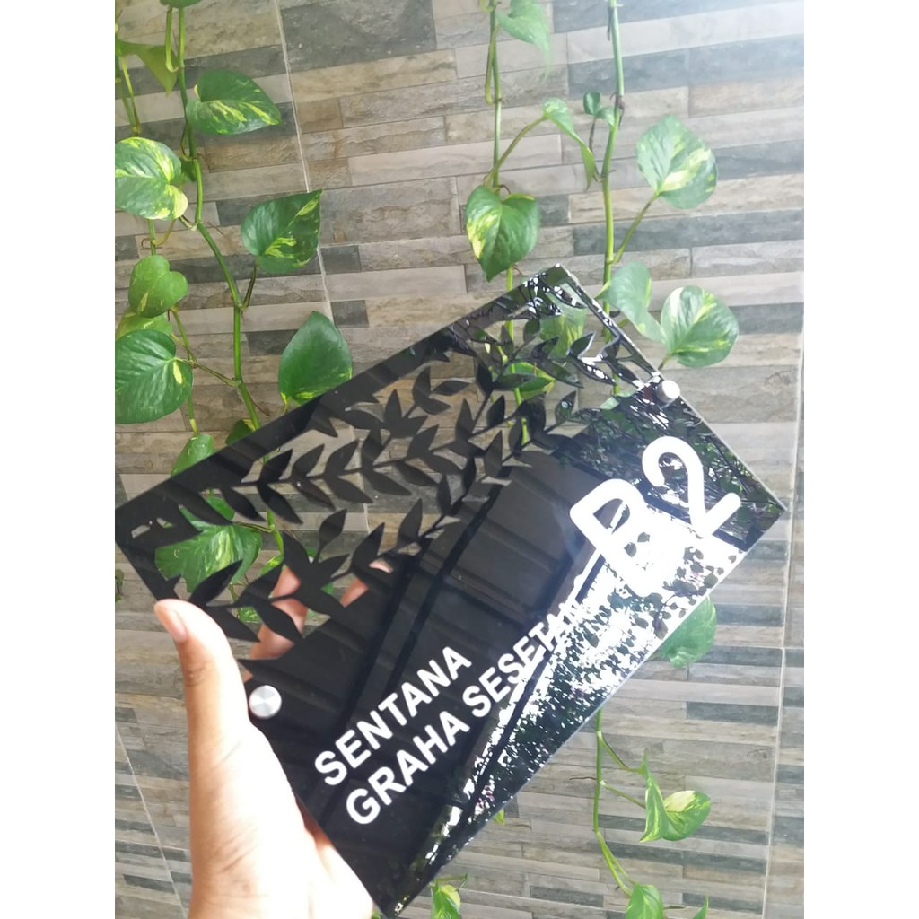 nomor rumah akrilik type aesthetic laser cutting + pen stainless water proof