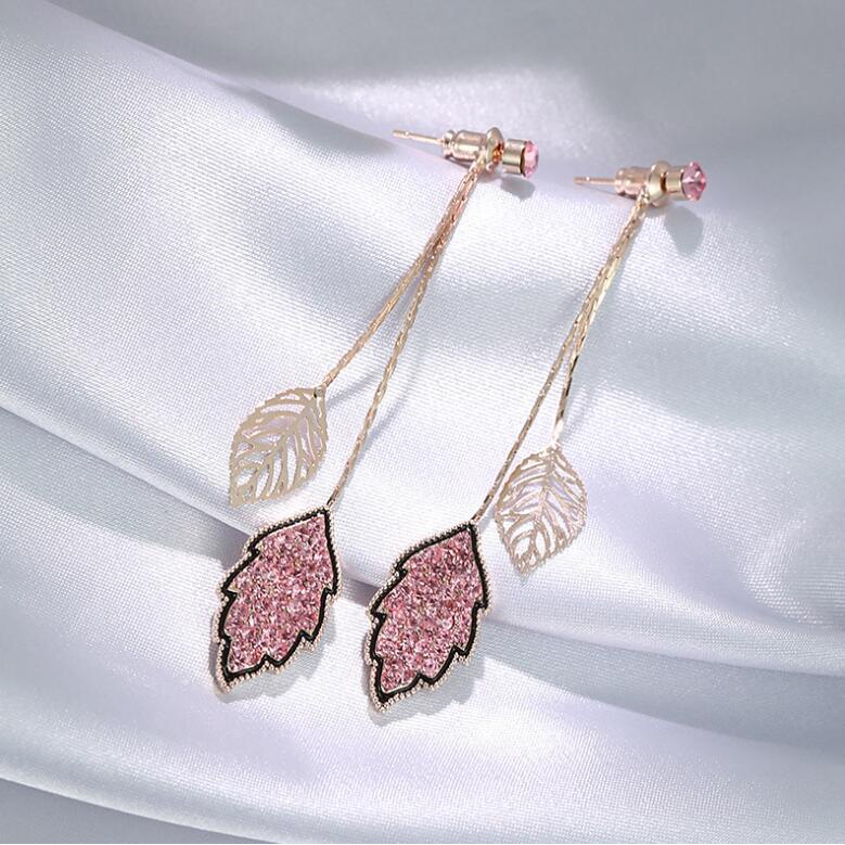 925 perak leaf-shapepd stud anting-anting wanita sederhana dingin anting-anting aksesoris baru trend