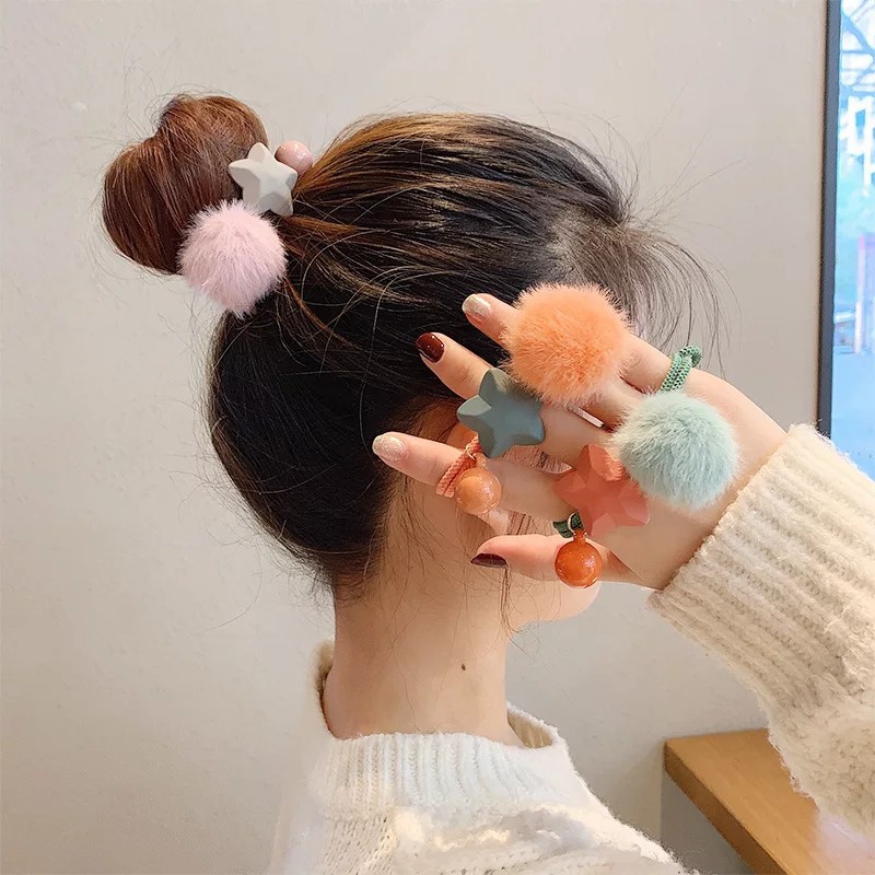 MURMURE.ID | IKAT RAMBUT KOREA SIMPLE MODEL POMPOM BINTANG KARET TALI RAMBUT WANITA HA070 HA071-2
