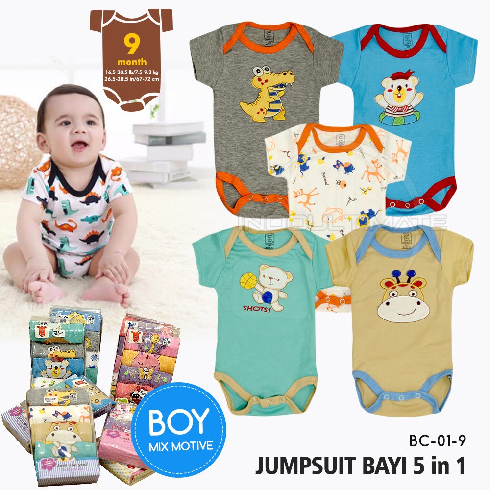 Jumper Bayi (3-12 Bulan) SNI Bodysuit Bayi Jumpsuit Anak Bayi Baju Tidur Bayi Baju Harian BC-01-9