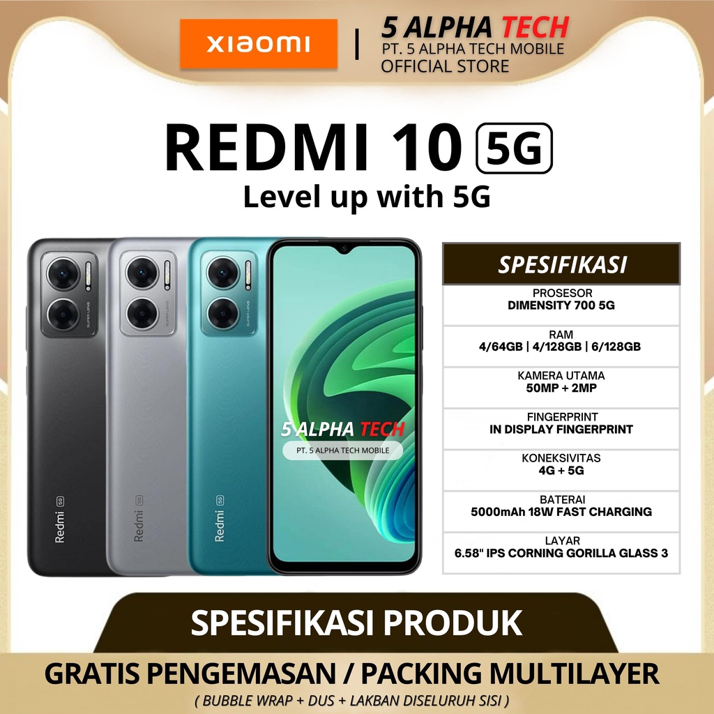 REDMI 10 5G 6/128GB 4/128GB GARANSI RESMI