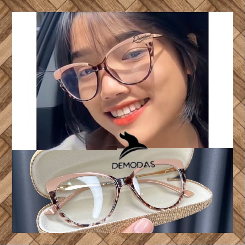 Kacamata Cat Eye wanita Lensa Photocromic bluecromic antiradiasi blueray gratis minus 5018 Frame kacamata lensa photocromic cateye Demodas Glasses