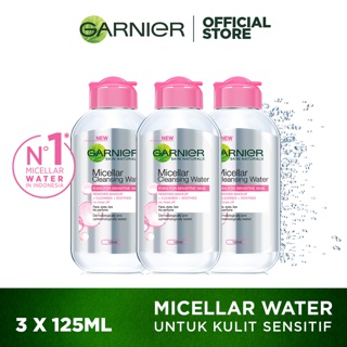 Image of Garnier Micellar Water Pink - 125 ml x 3pcs - Skincare Pembersih Wajah Kulit Sensitif