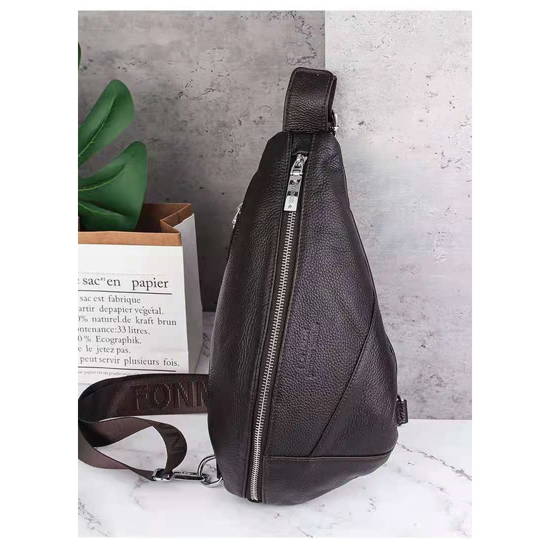 Fonmor Tas Selempang Pria Sling Bag Kulit Sapi Asli