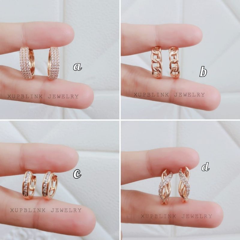 Anting Titanium Clip Permata Anti Karat Dan Anti Luntur Xupblink Jewelry