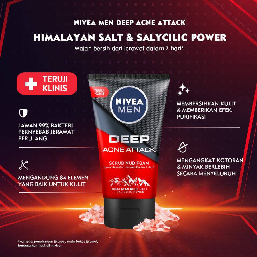 NIVEA MEN Deep Acne Attack Scrub Mud Foam 100ml