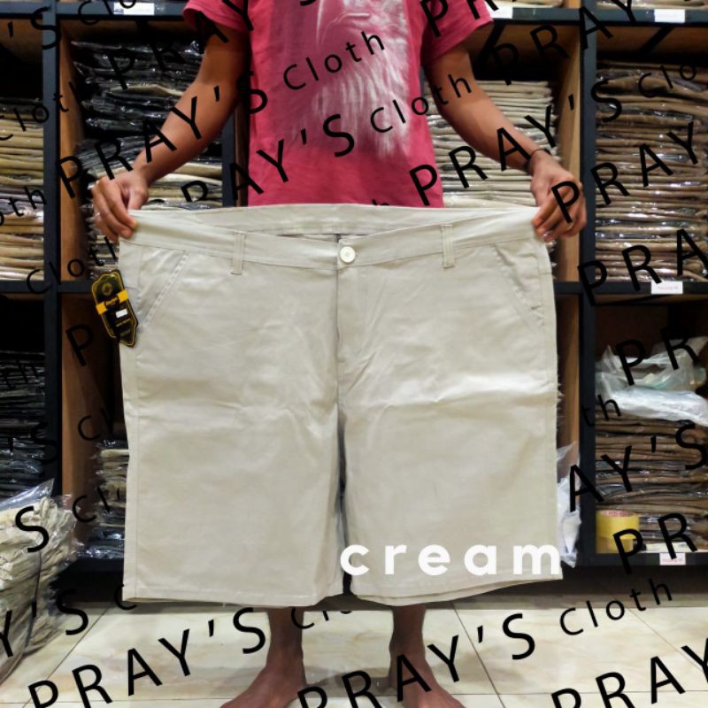 CELANA PENDEK PRIA JUMBO CHINO SUPER JUMBO KANCING / FORMAL COWOK /PRIA /CELANA PENDEK KARET COWOK ABU HITAM ARMY