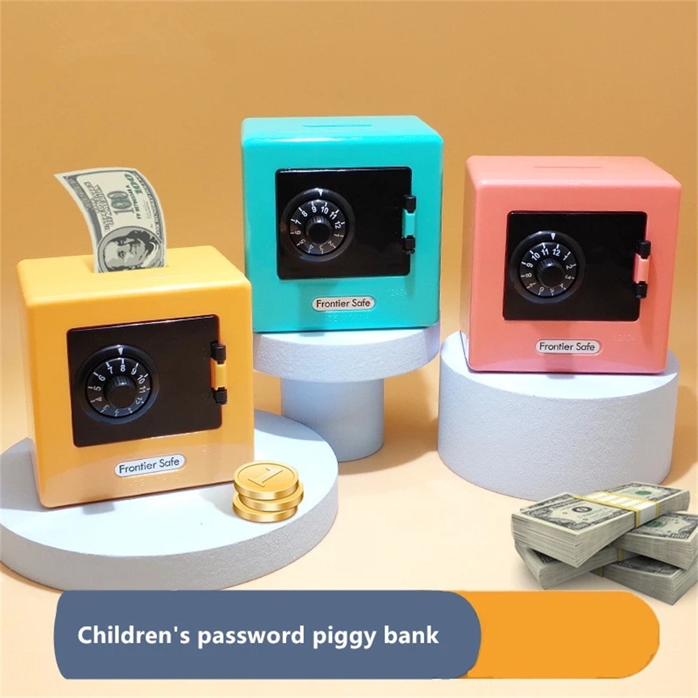 ღ Kreatif Kartun Kotak Uang Retro Atm Berputar Kata Sandi Bank Mini Anak Tabungan Koin Piggy Penyimpanan Case Automatic Penyimpanan Uang Kertas natal Ulang Tahun Anak-anak Hadiah