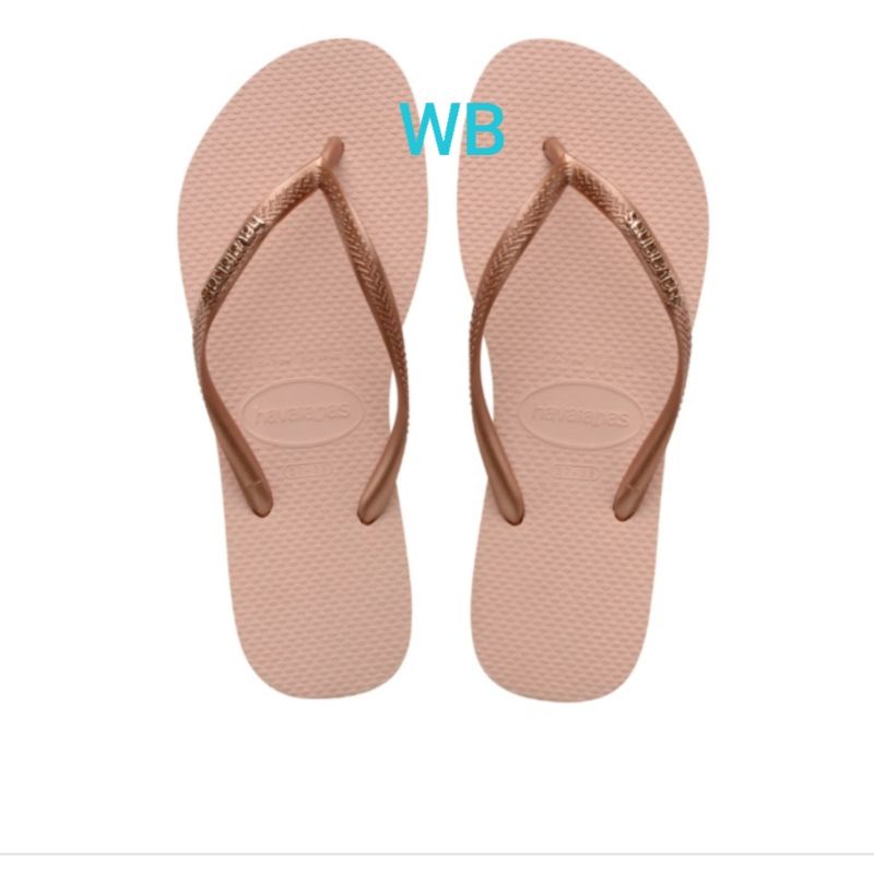 HAVAIANAS SLIM LOGO METALIC BALLET ROSE